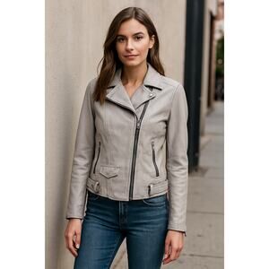 Wilsons Leather Gray Moto Jacket XS